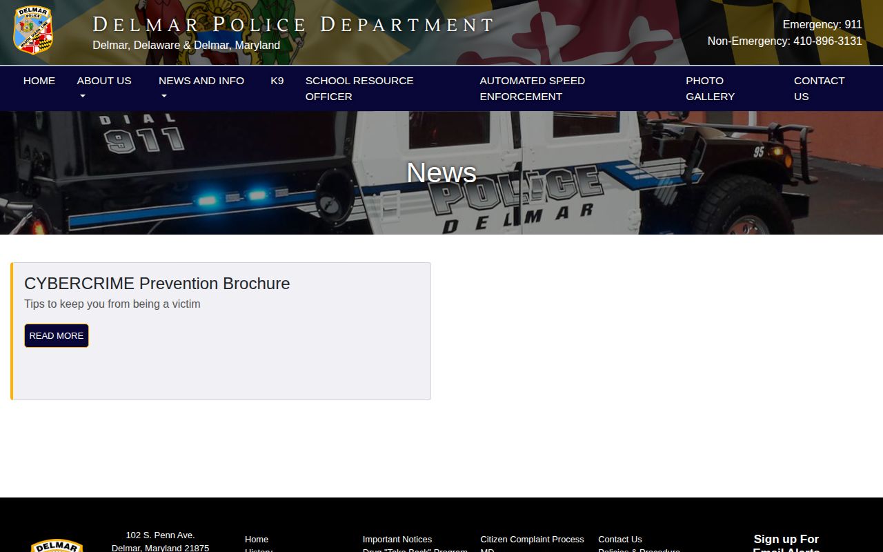 Delmar Police Department official news page